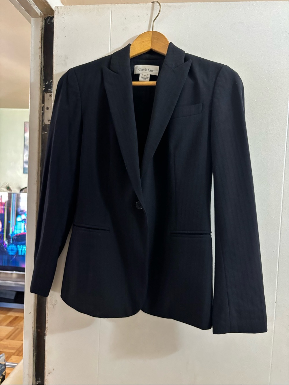 Calvin Klein Women's Black Single-Button Notch Lapel Blazer